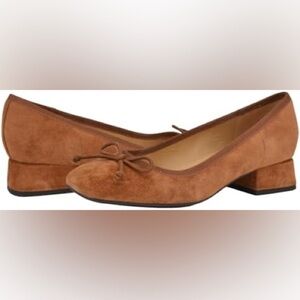 Nine West Saruh Tan Suede Block Heel Loafer Tradwife Equestrian Quiet Luxury NWB